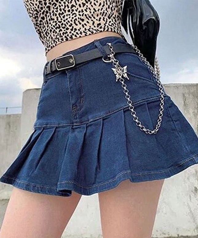 Denim Pleated Mini Dress