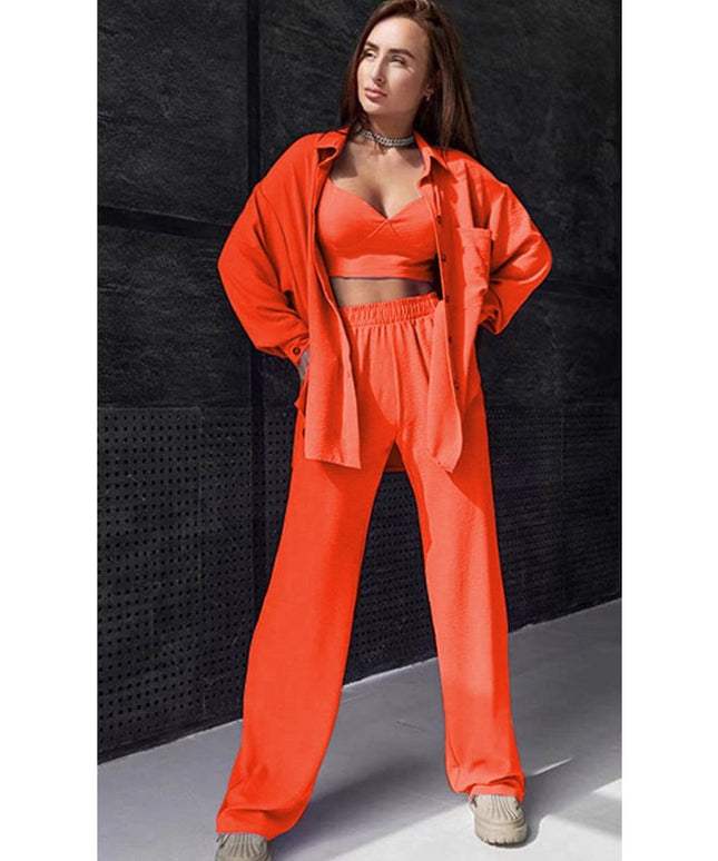 Casual Solid Color Three Piece Set