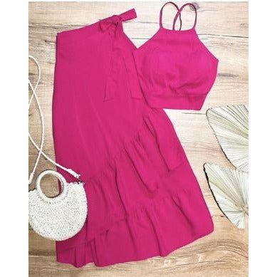 Sleeveless Top and Bottom Pleated Skirt Set