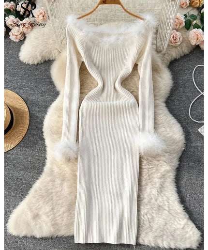 knitted dress fluffy dress