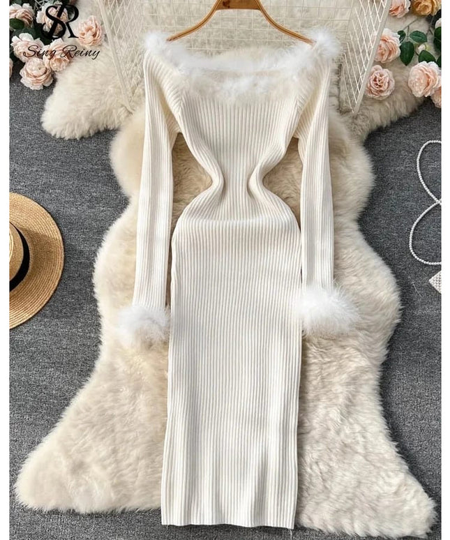 knitted dress fluffy dress