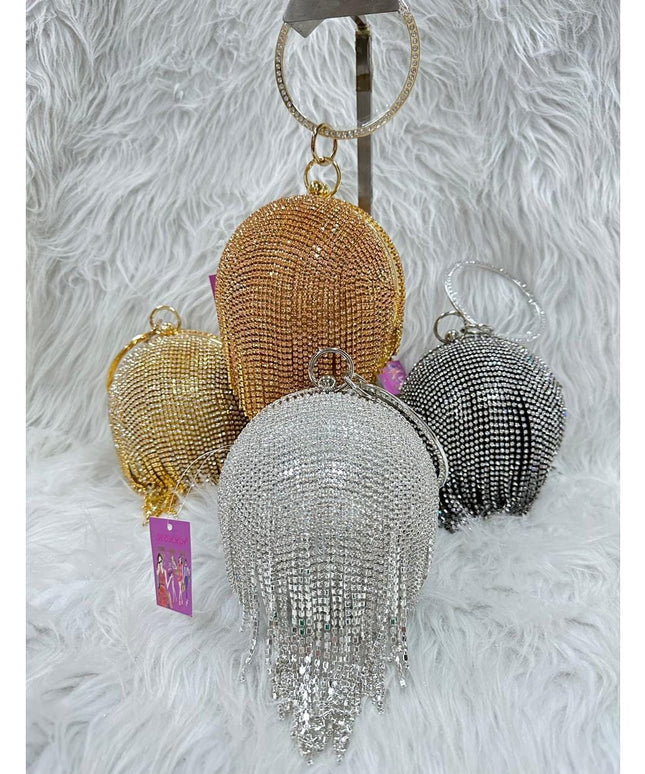 Rhinestone Tassel Round Handbag