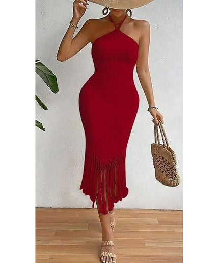 Tassel Backless sleeveless Bodycon Dress