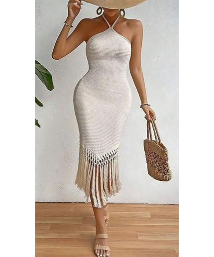 Tassel Backless sleeveless Bodycon Dress