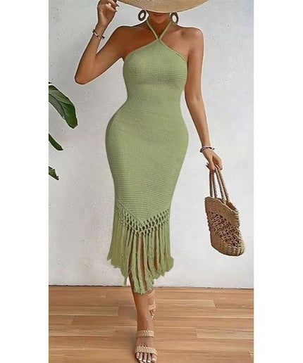 Tassel Backless sleeveless Bodycon Dress