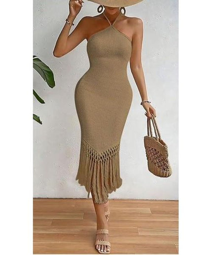 Tassel Backless sleeveless Bodycon Dress