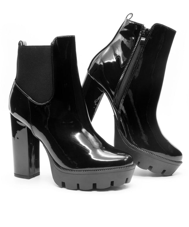 Glossy Thick Heel Boots