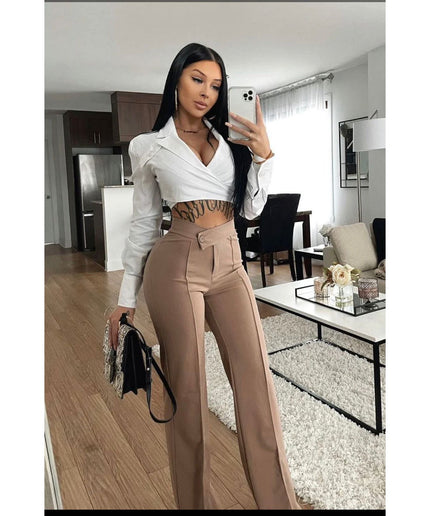 High Waisted Solid Color Pant