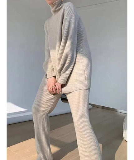 Knitted Sweater and Wide Pant Set