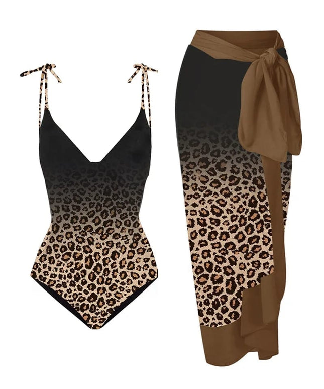 Vintage Leopard Swimsuit and Cover Up Set