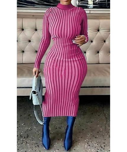 Knitted Bodycon Striped Dress