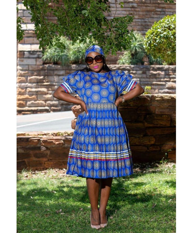 Short Sleeve Round Neck Ankara Dress