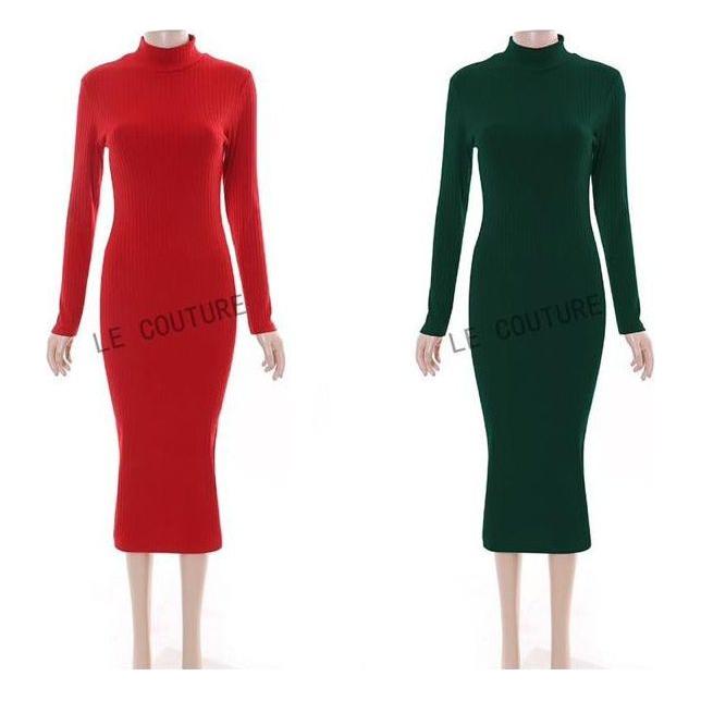 Turtleneck Long Sleeve Bodycon Dress