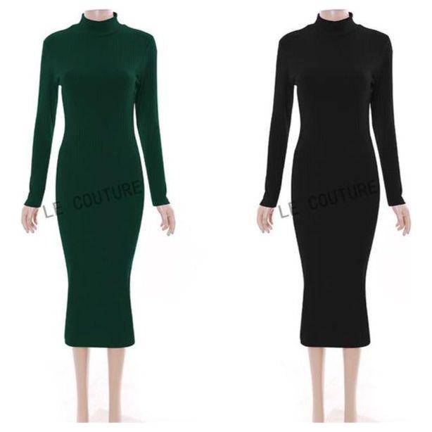 Turtleneck Long Sleeve Bodycon Dress