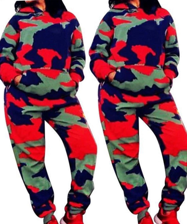 Camouflage Hooded Tracksuit Set