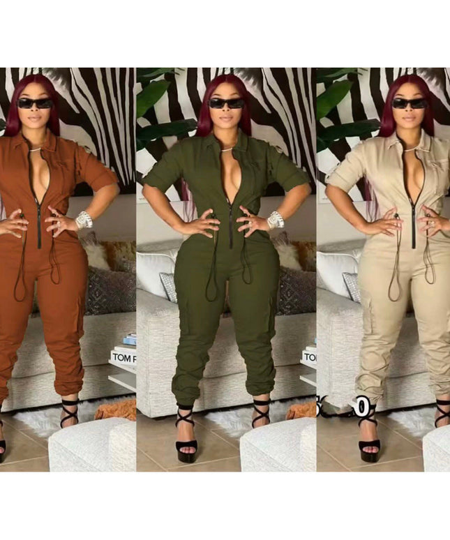 Zipper cargo jumpsuit