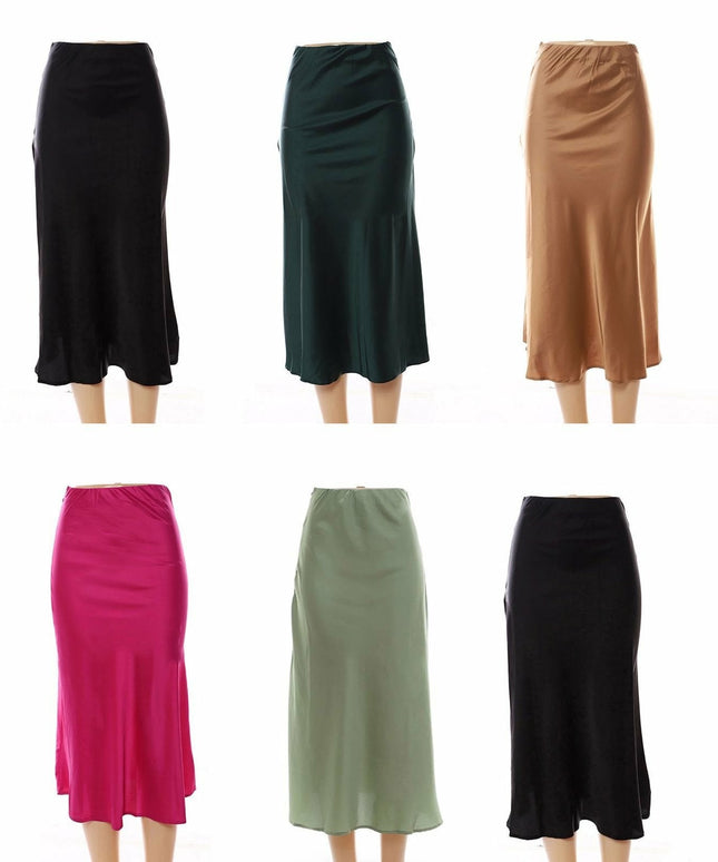 High Waisted Summer Satin Skirts