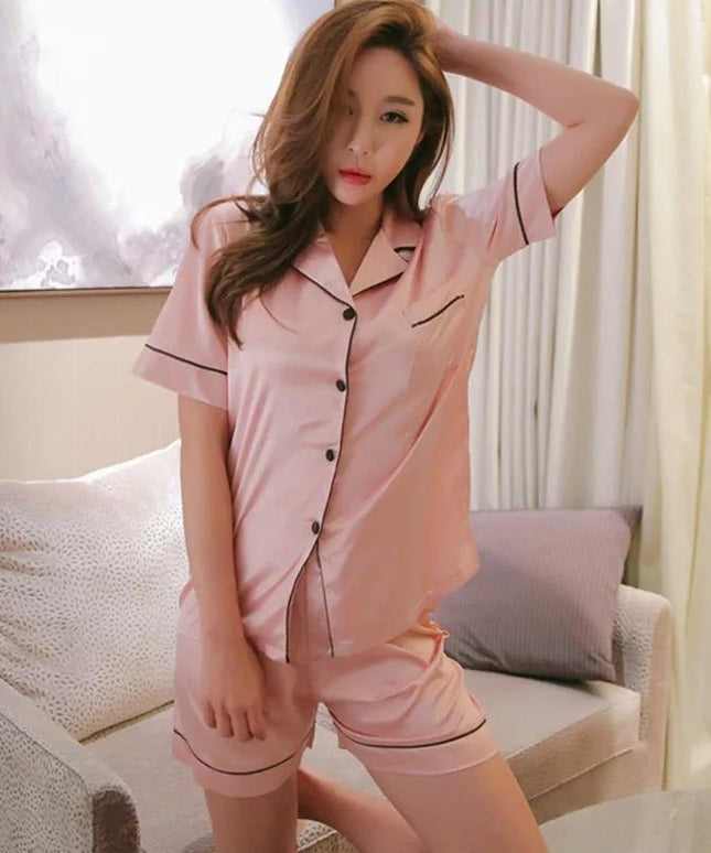 Short Silk Pajamas Set