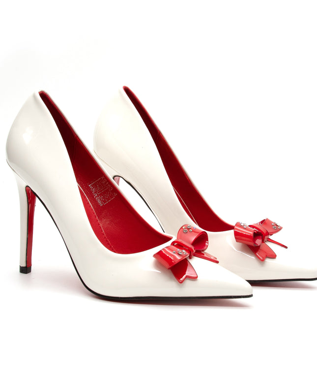 Bottom and Inner Red Bow Decorated High Heel Shoes