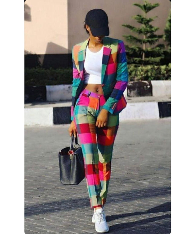 Casual Rainbow Two Piece Set