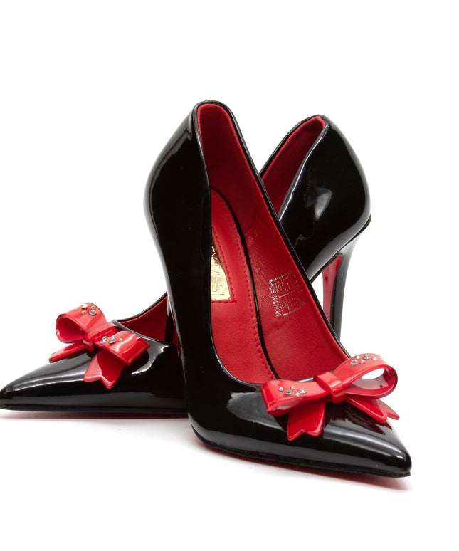 Bottom and Inner Red Bow Decorated High Heel Shoes