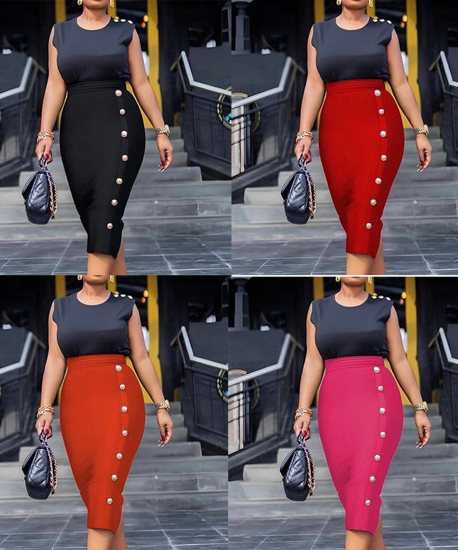 High Waist Sexy Button Bodycon Bandage Skirt