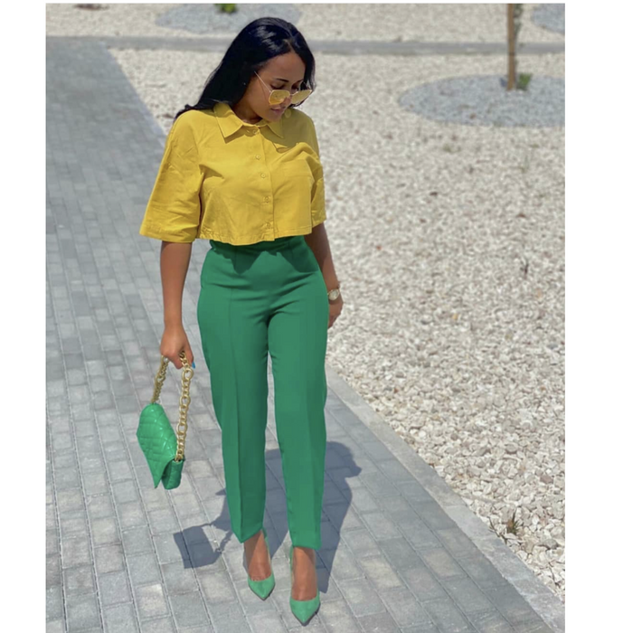 Yellow sub Trading - New arrival🔥🔥🔥 Available in the store and online  let me know which colour your favourite colour? High Waisted skinny formal  pants Price: R220 Size:28 to 40 Color Available