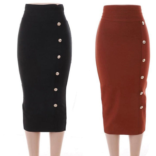 High Waist Sexy Button Bodycon Bandage Skirt