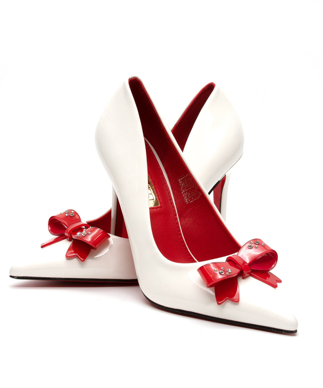 Bottom and Inner Red Bow Decorated High Heel Shoes