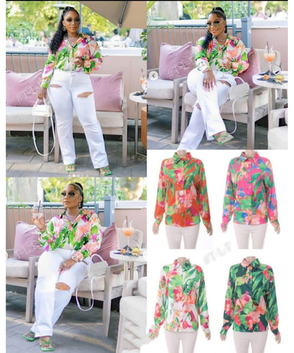 Floral Print Silk Shirt