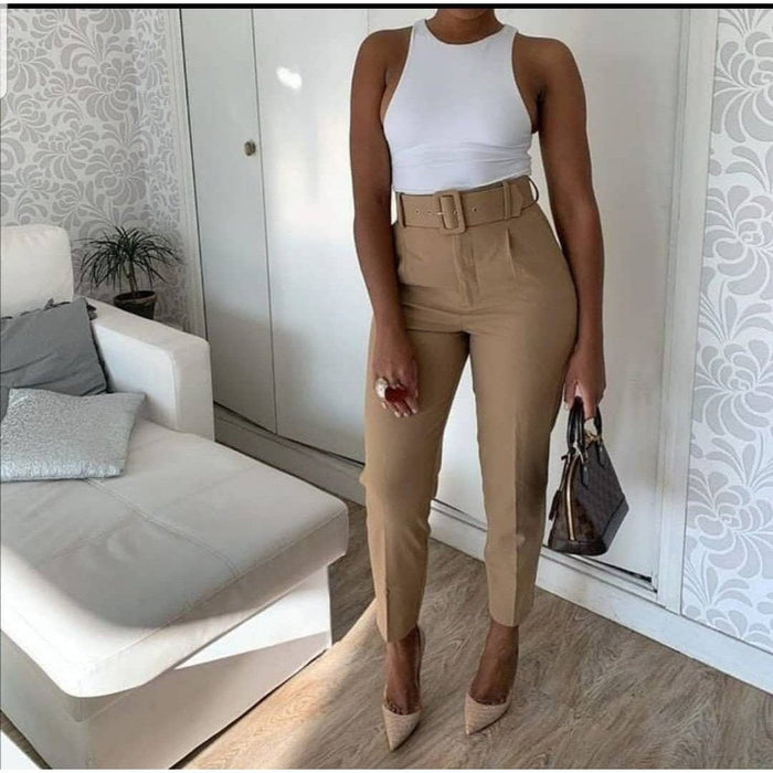 Zara High-waist formal pants beige
