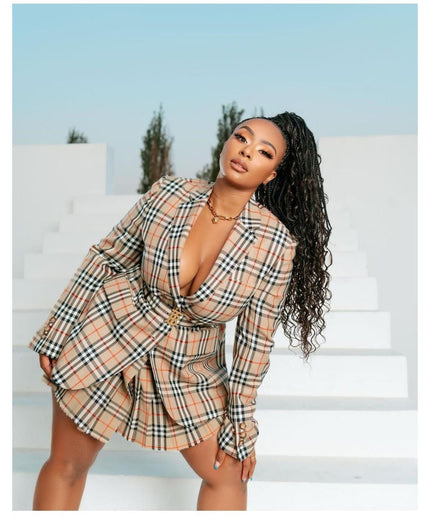 Plaid Mini Skirt and Blazer Set