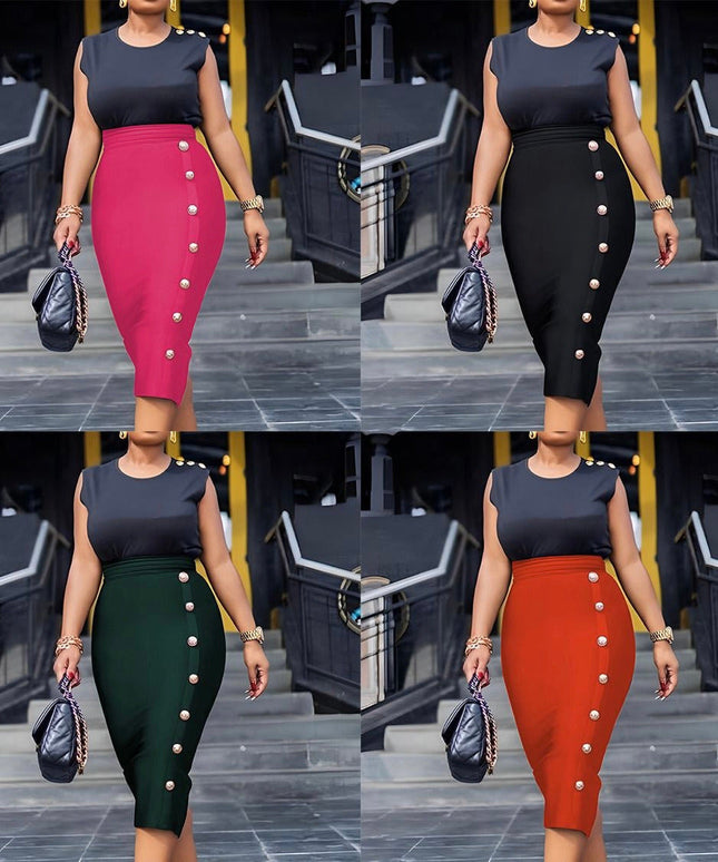 High Waist Sexy Button Bodycon Bandage Skirt