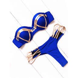 Gold Stamping Bikini Padded Swimsuit Sexy Set.