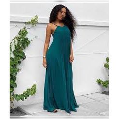 Sleeveless Pleated Maxi Dress.