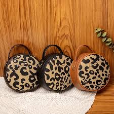 Ladies Vintage Leopard Print Small Round Bag.