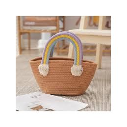 Cute Rainbow Handle Rope Vacation Handbag.