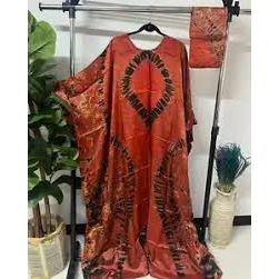 African Adire Silk Kaftan.