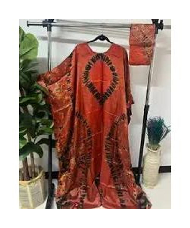 African Adire Silk Kaftan.