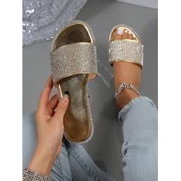 Rhinestone Open Toe Comfort Slippers.