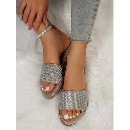 Rhinestone Open Toe Comfort Slippers.