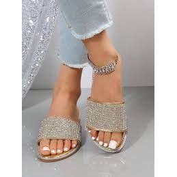 Rhinestone Open Toe Comfort Slippers.