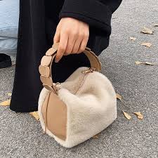 Faux Fur Soft Plush Shoulder Handbag.