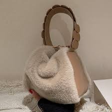 Faux Fur Soft Plush Shoulder Handbag.