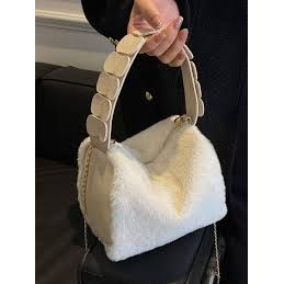 Faux Fur Soft Plush Shoulder Handbag.