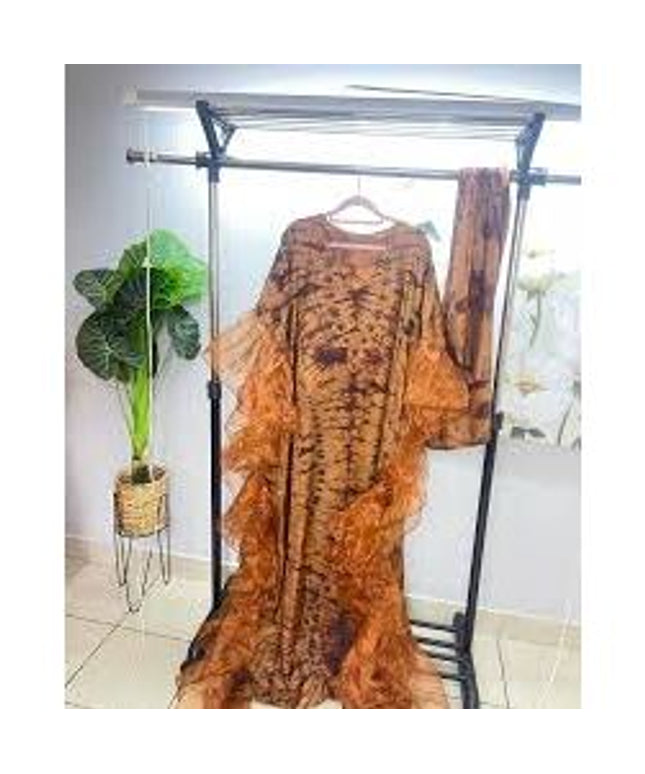 African Adire Silk Kaftan.