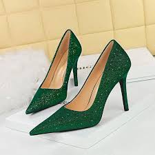 Colored Crystal Pumps High Heel Shoes.