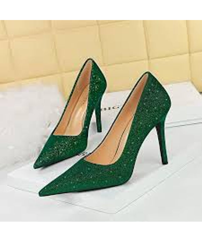 Colored Crystal Pumps High Heel Shoes.