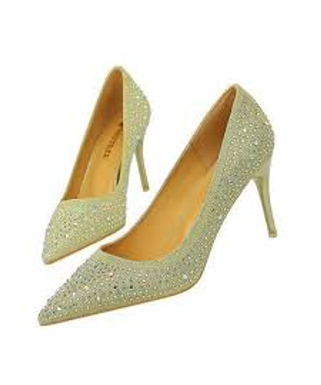 Colored Crystal Pumps High Heel Shoes.