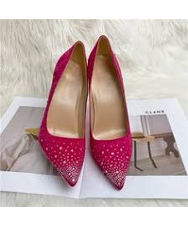 Colored Crystal Pumps High Heel Shoes.